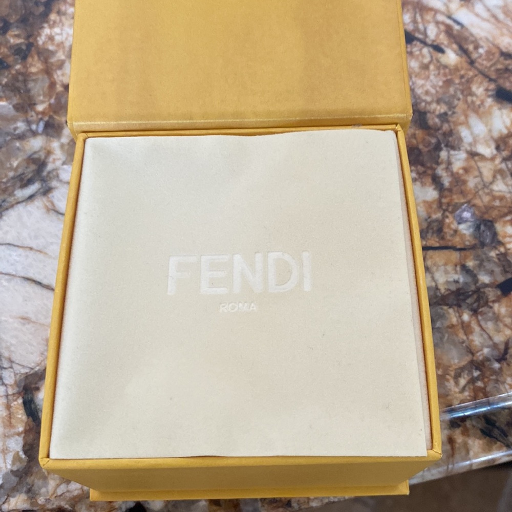 Fendi Amber Resin 'F' Logo Earrings with Gold Hardware - Picture 3 of 4